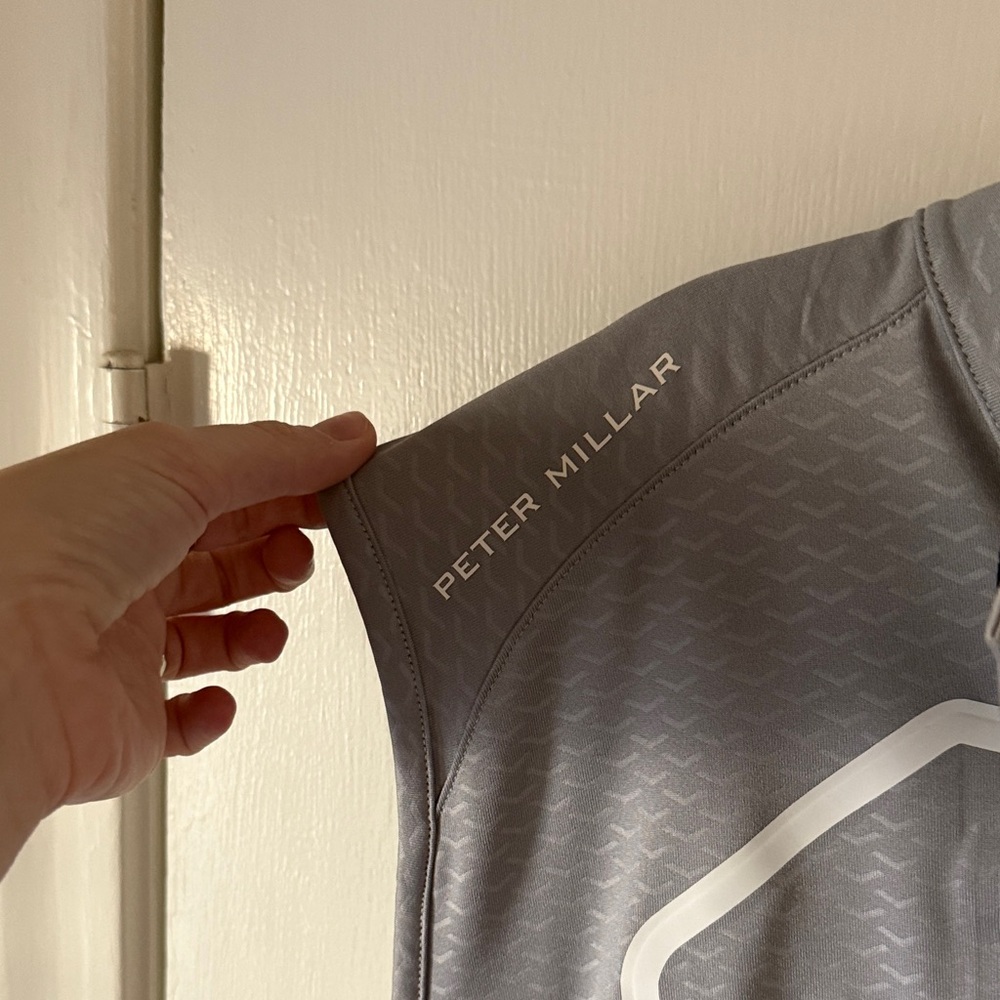 Peter Millar Gray Sleeveless Zip Polo - Picture 3 of 3